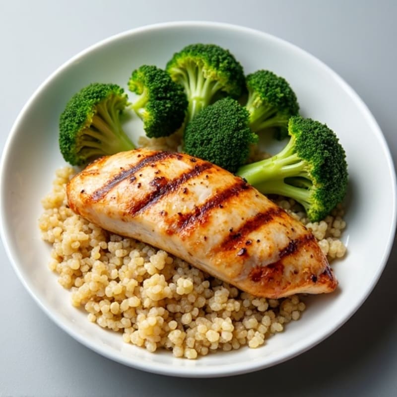 Grilled Chicken Breast with Roasted Broccoli and Quinoa