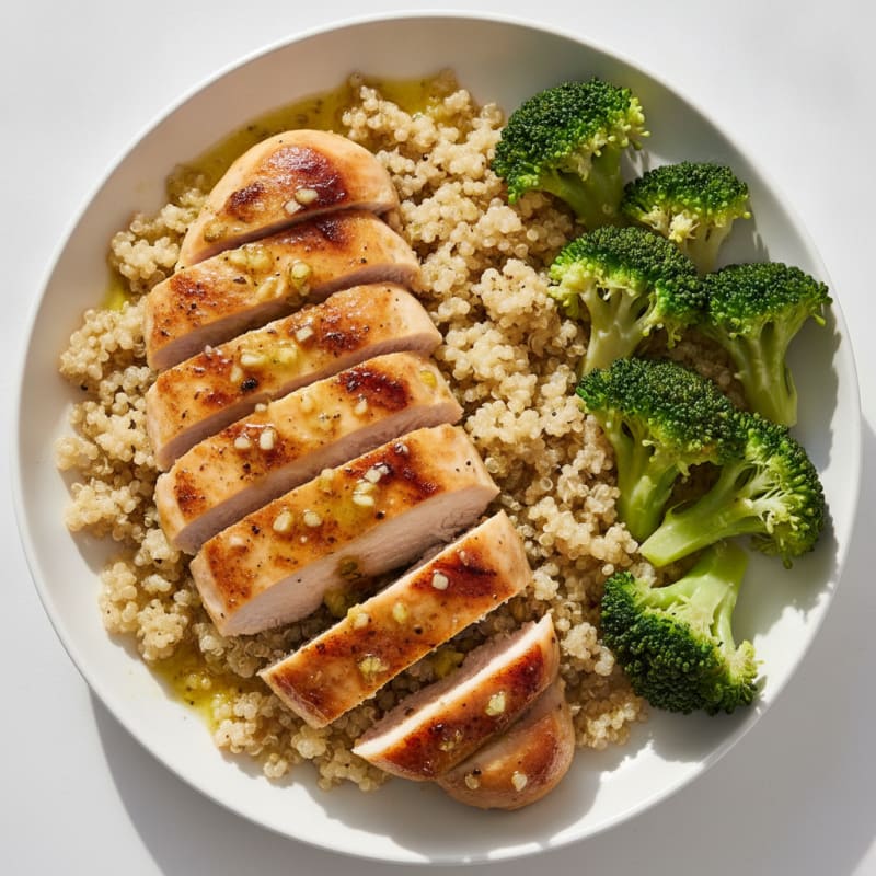 Grilled Chicken Breast with Quinoa and Steamed Broccoli