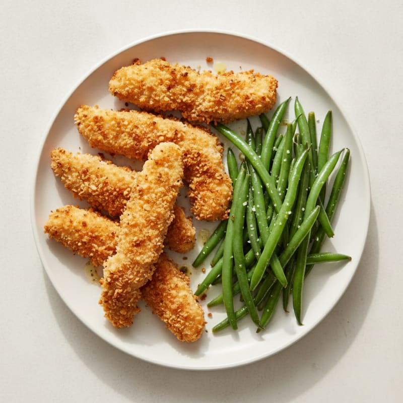 Oven-Baked Chicken Tenders with Steamed Green Beans