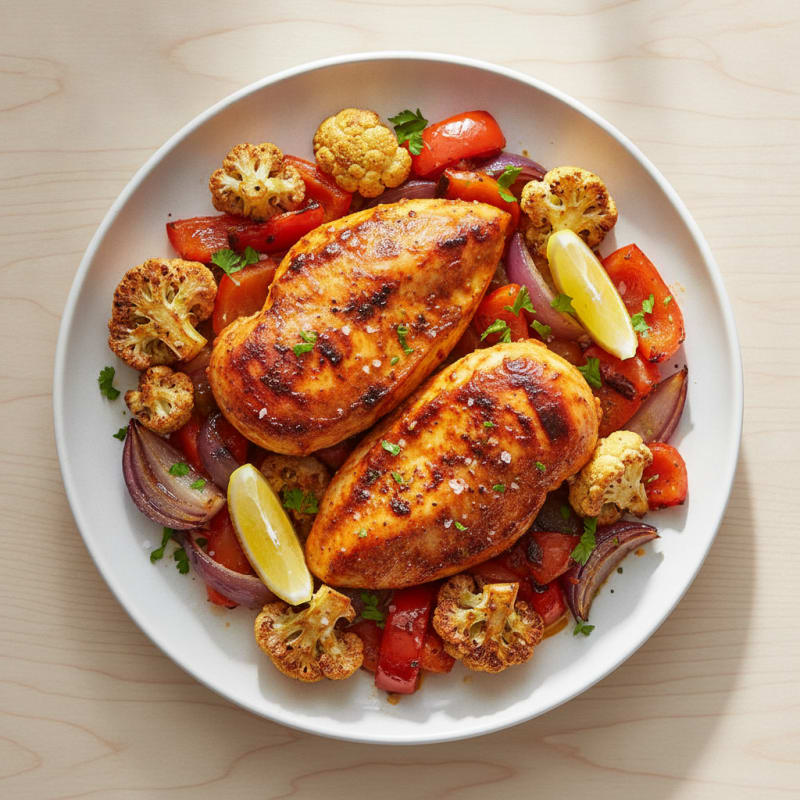 Spicy Harissa Chicken with Roasted Vegetables