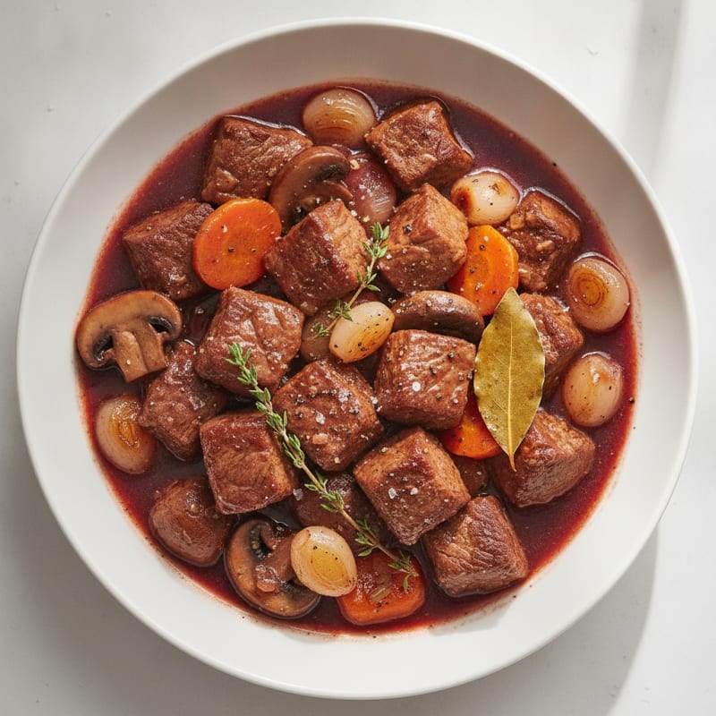 Classic Beef Bourguignon with Pearl Onions