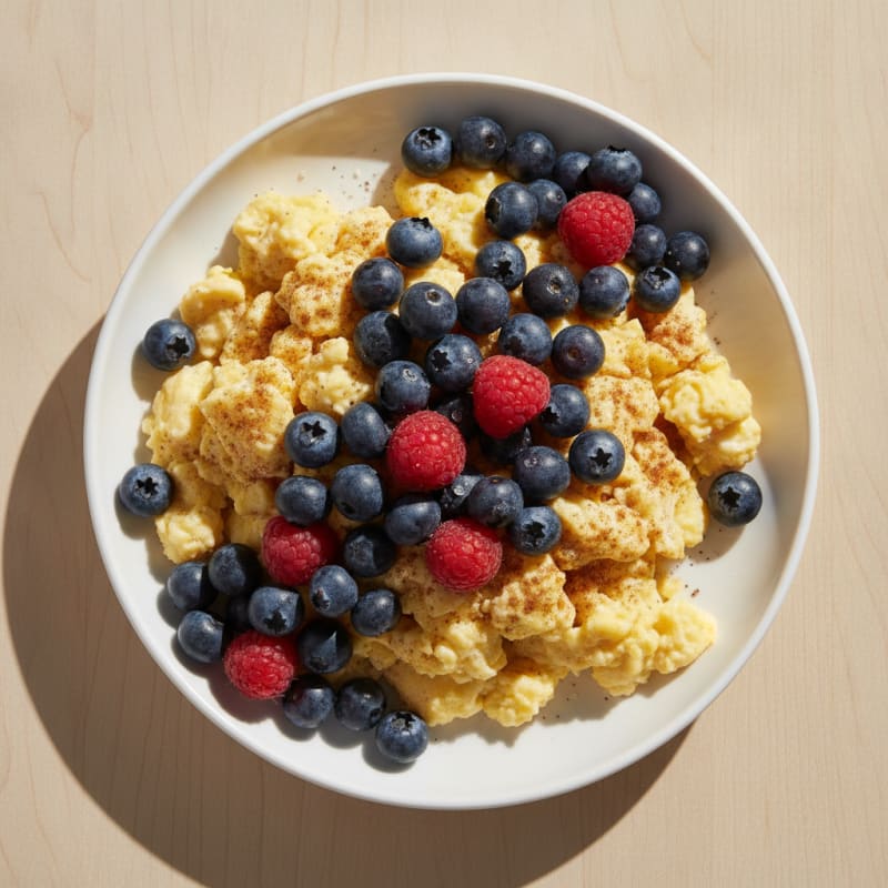 Sweet Scrambled Eggs with Berries