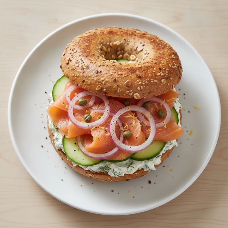 Smoked Salmon Bagel with Dill Cream Cheese