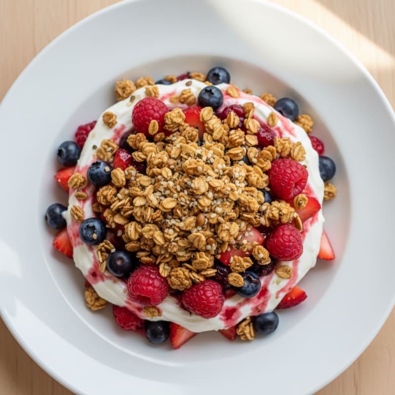 Greek Yogurt Protein Parfait with Mixed Berries