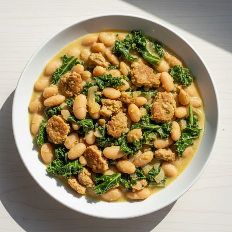 Creamy White Bean and Tempeh Stew with Kale