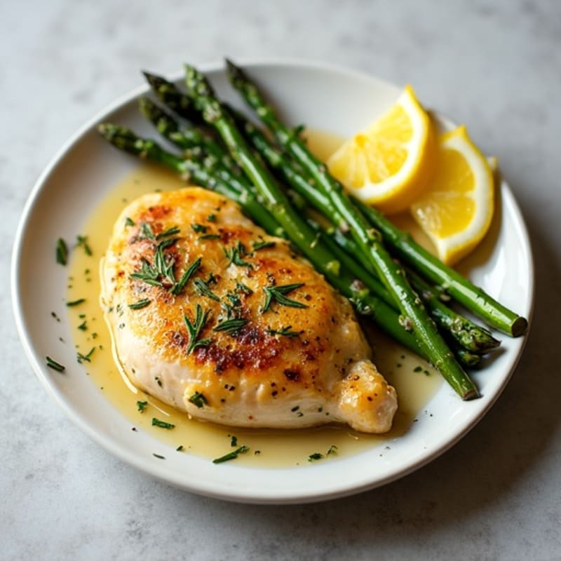 Lemon Herb Roasted Chicken with Crispy Roasted Asparagus