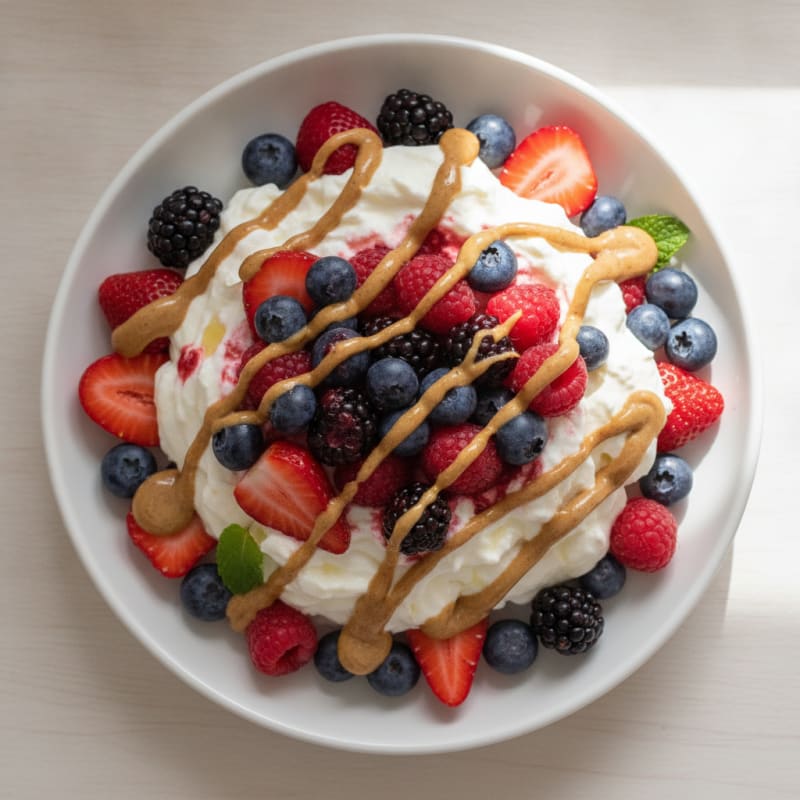 Silky Greek Yogurt Protein Mousse with Mixed Berries