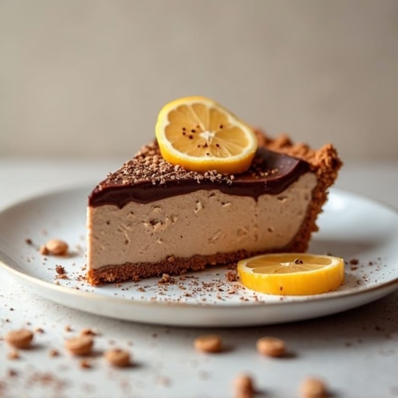 Creamy No-Bake Peanut Butter Chocolate Protein Pie