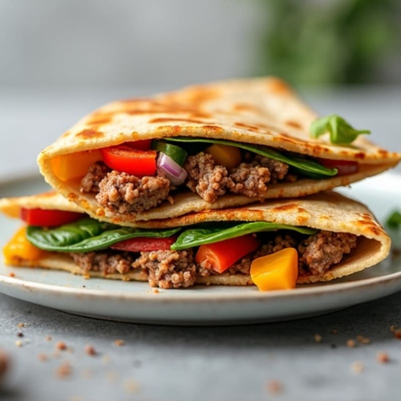 Crispy Whole Wheat Steak and Veggie Quesadillas