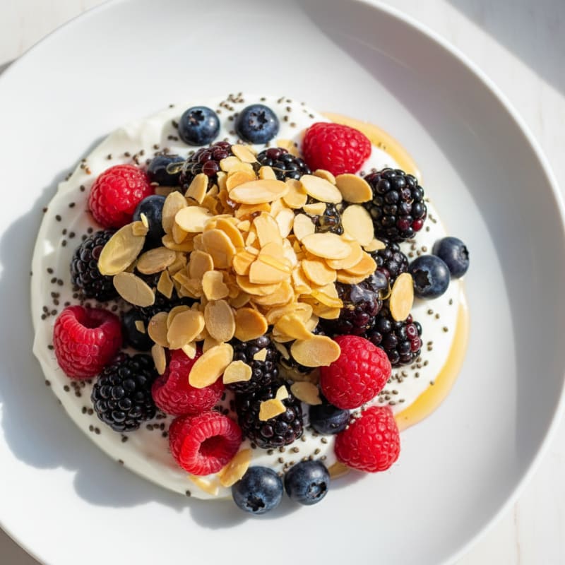 Greek Yogurt Parfait with Mixed Berries and Chia Seeds
