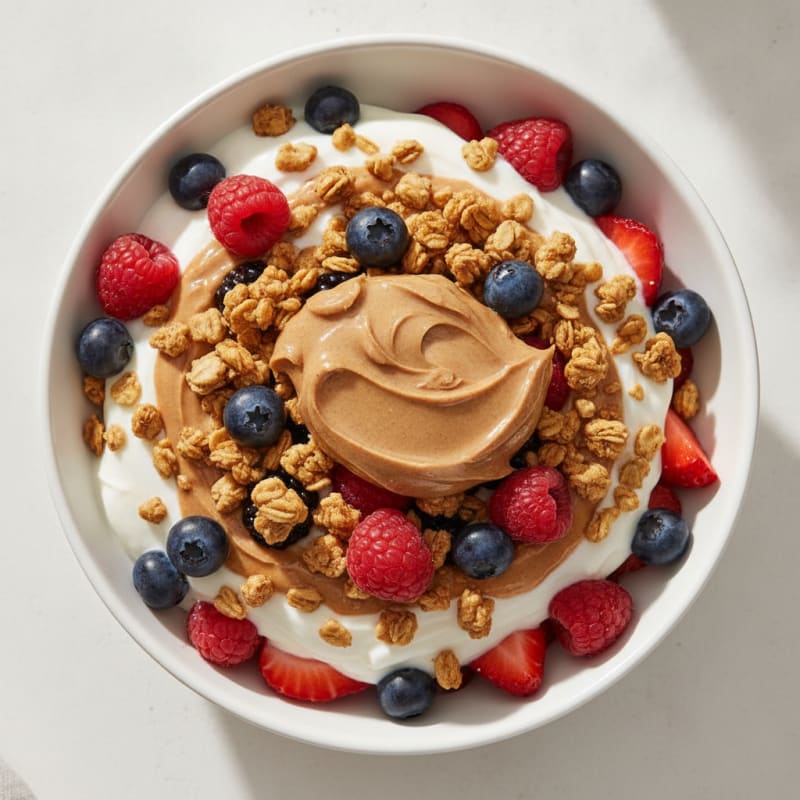 Creamy Greek Yogurt Parfait with Mixed Berries and Almond Butter