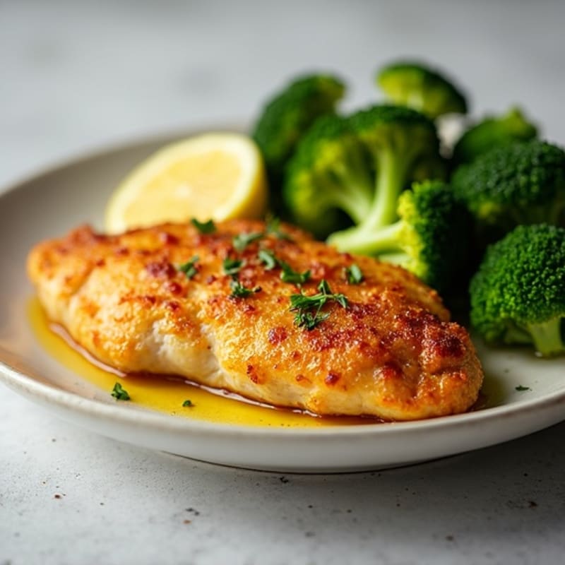 Crispy Lemon Garlic Chicken with Roasted Broccoli