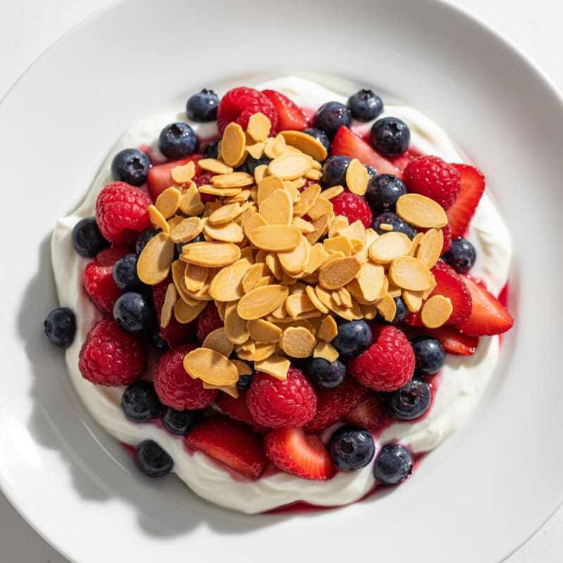 Greek Yogurt Parfait with Mixed Berries and Toasted Almonds