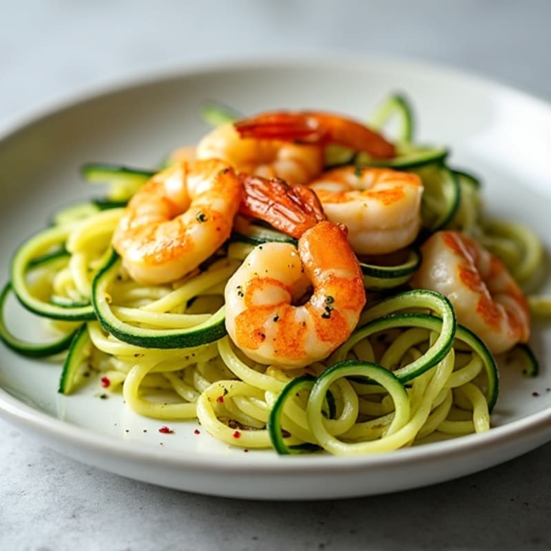 Pan-Seared Garlic Butter Shrimp with Zucchini Noodles