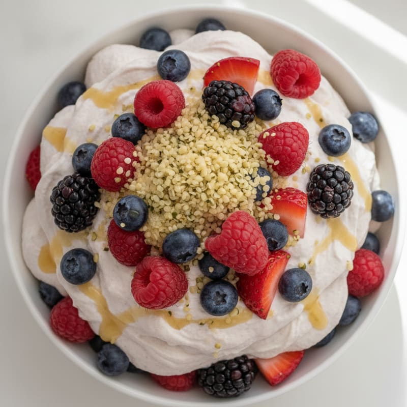 Greek Yogurt Protein Mousse with Mixed Berries