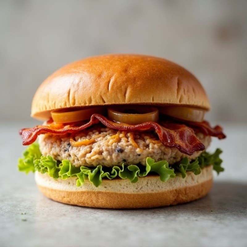 Lean Turkey-Bacon Burger with Caramelized Onions
