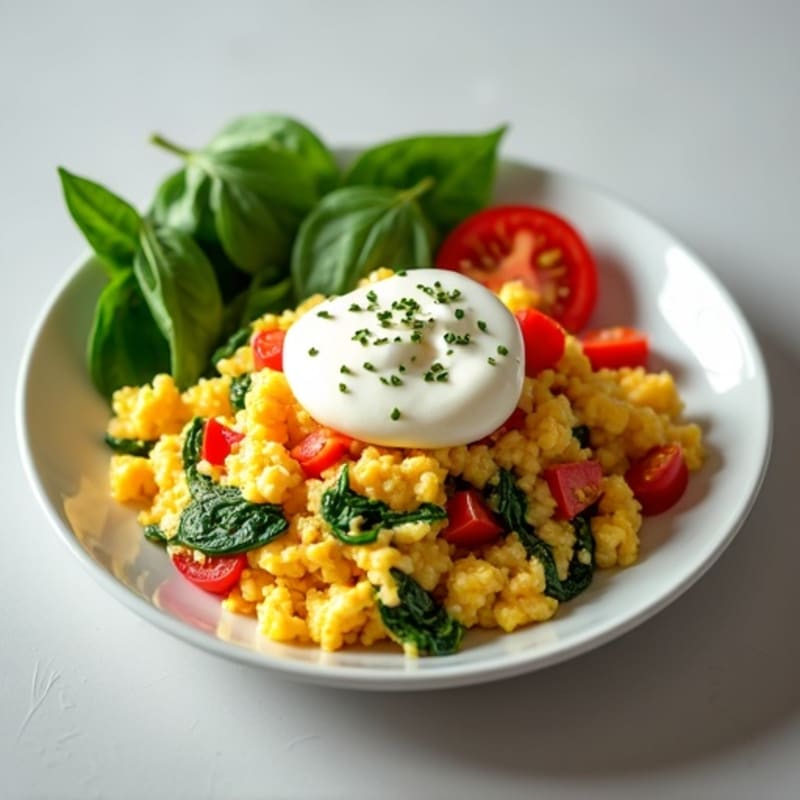 Egg White Veggie Scramble with Low-Fat Cottage Cheese