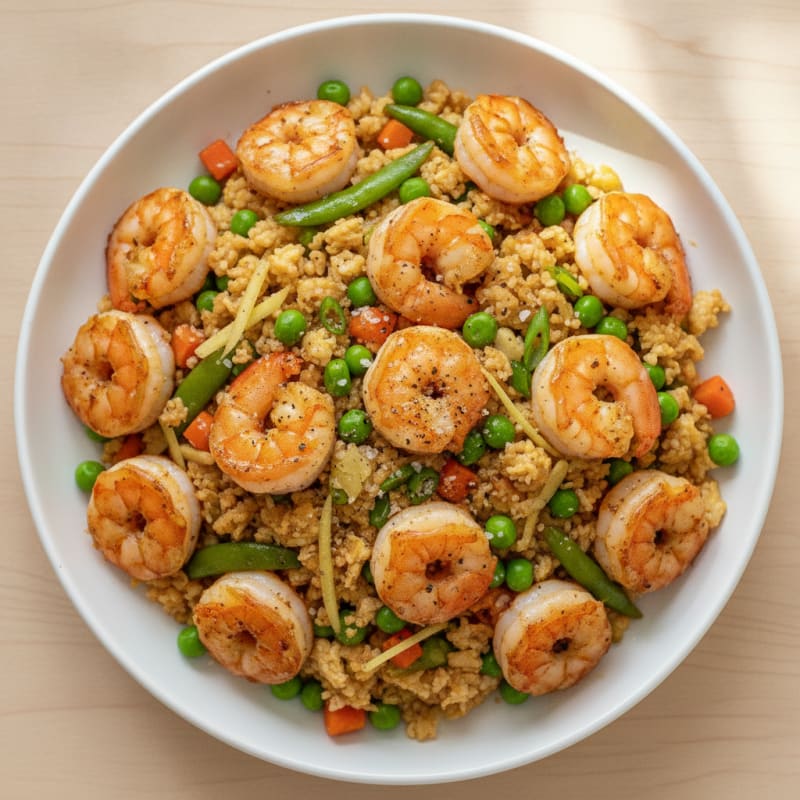 Garlic Shrimp Cauliflower Fried Rice