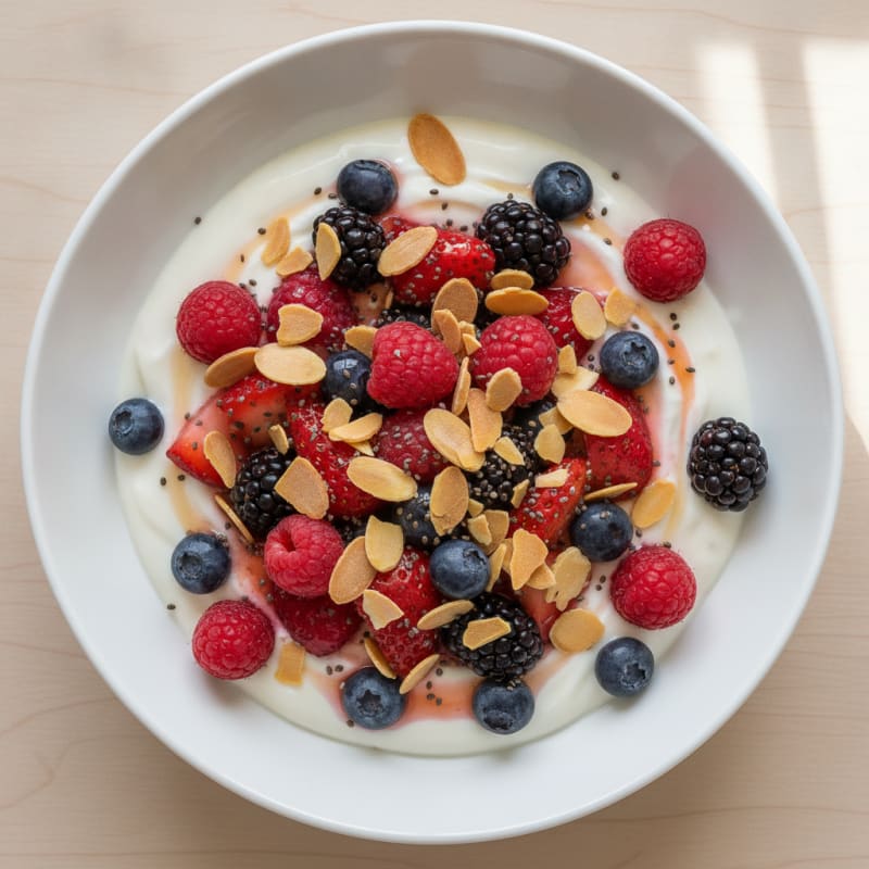 Silky Greek Yogurt Bowl with Mixed Berries and Vanilla Protein