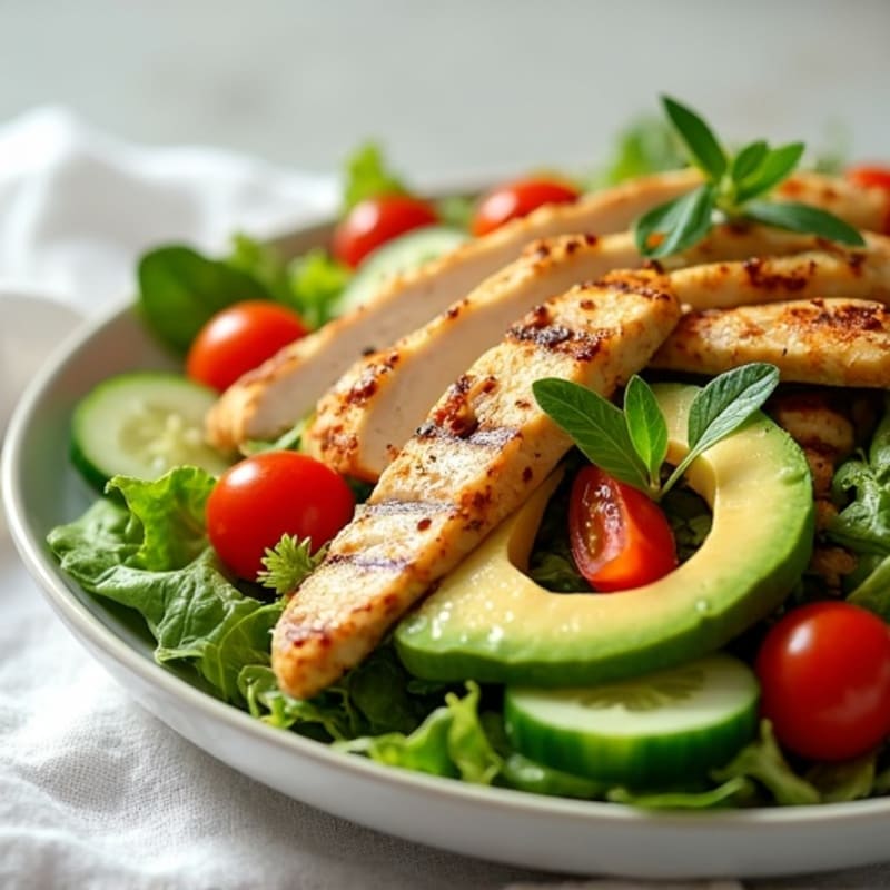 Crisp Avocado and Grilled Chicken Salad