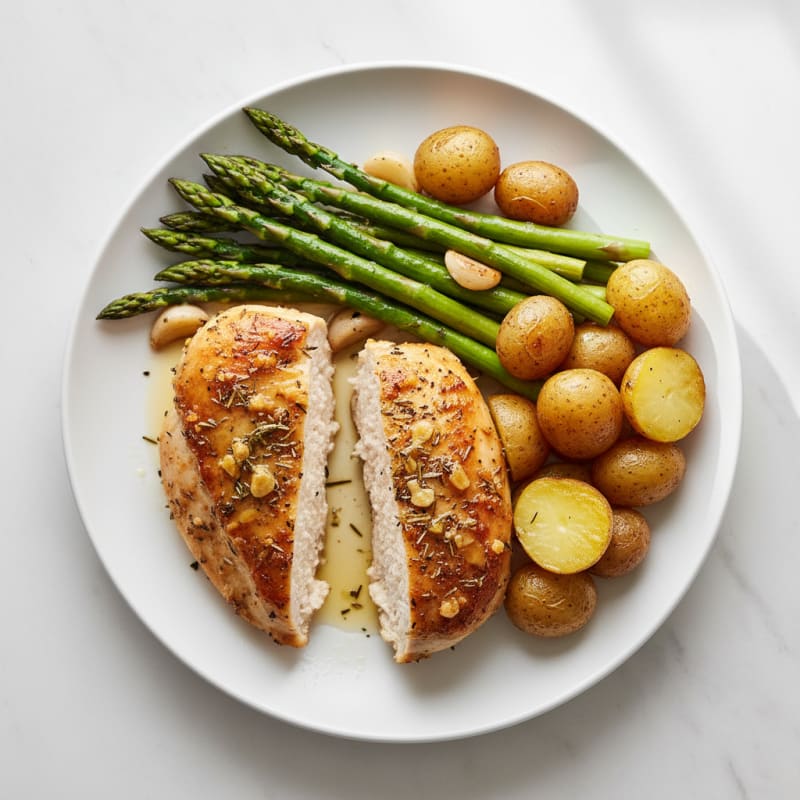 Golden Herb-Roasted Chicken Breast with Asparagus