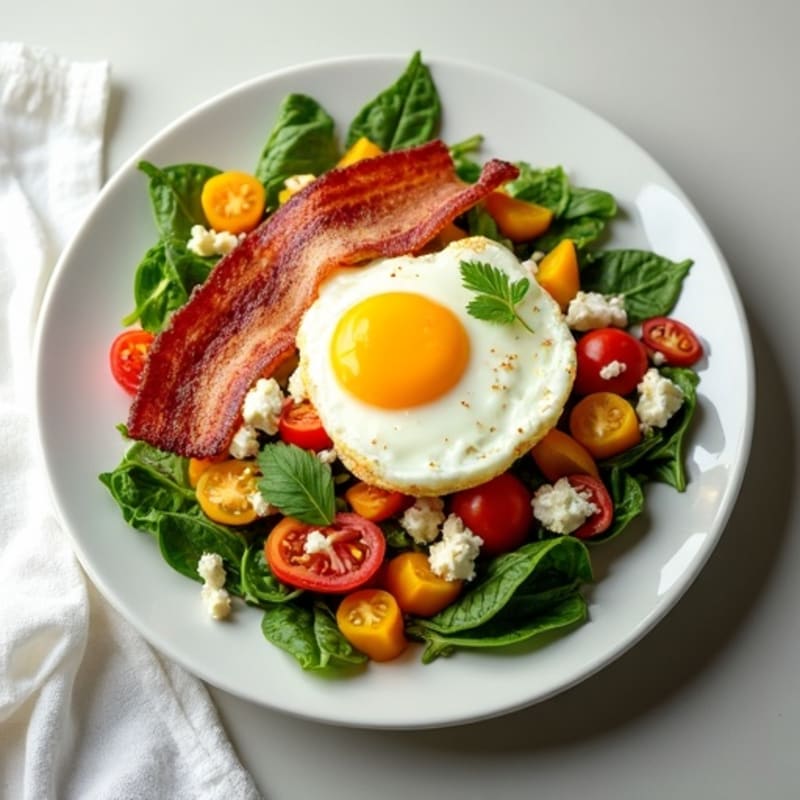 Savory Egg and Veggie Scramble with Crispy Turkey Bacon