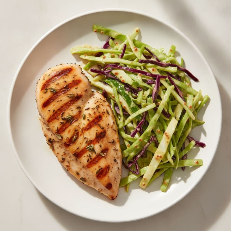 Grilled Chicken Breast with Crunchy Cabbage Slaw