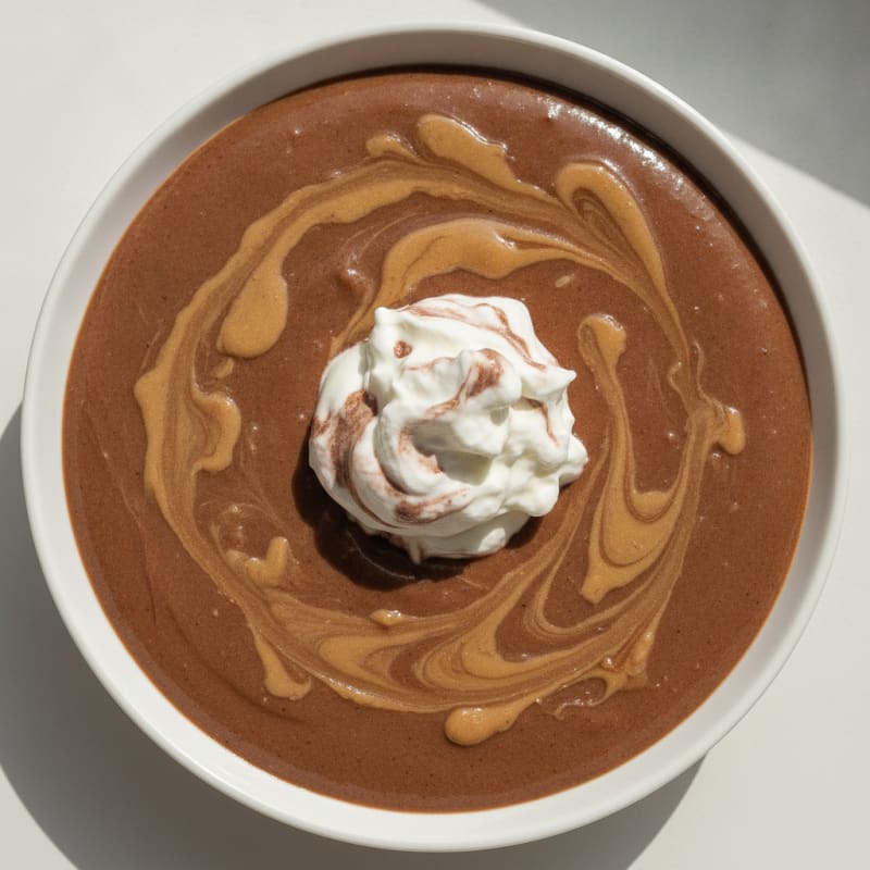Silky Chocolate Protein Pudding with Almond Butter Swirl