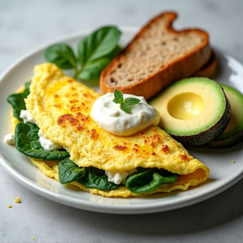 Egg White Omelette with Spinach and Cottage Cheese