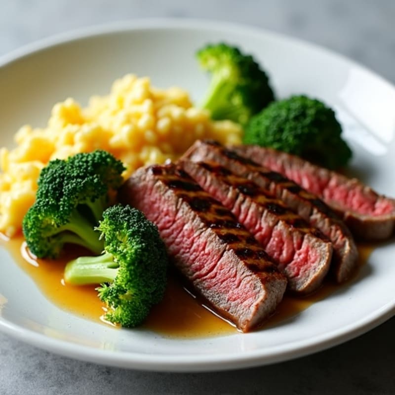 Seared Lean Beef Strips with Roasted Broccoli