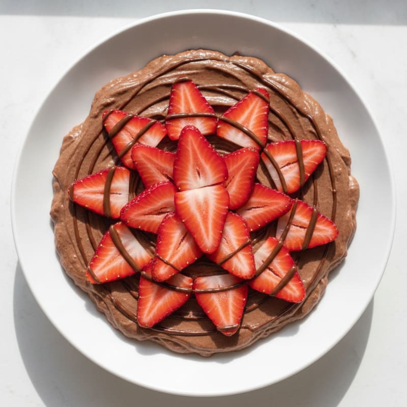 Silky Chocolate Protein Pudding with Sliced Strawberries