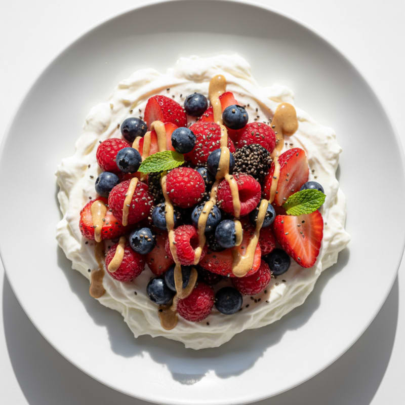 Silky Greek Yogurt Protein Pudding with Mixed Berries