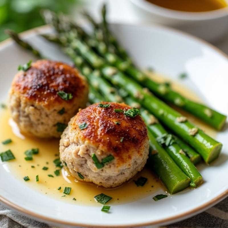 Juicy Herb Turkey Meatballs with Roasted Asparagus