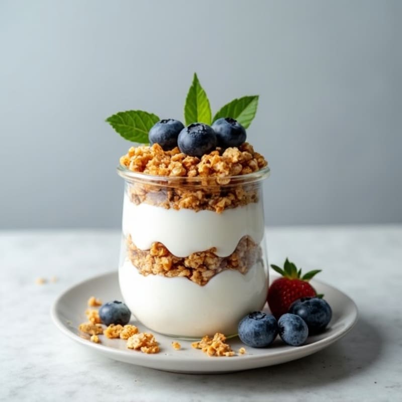 Crunchy Greek Yogurt Parfait with Honey-Almond Granola