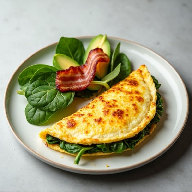 Egg White Omelette with Spinach, Turkey Bacon & Avocado Side
