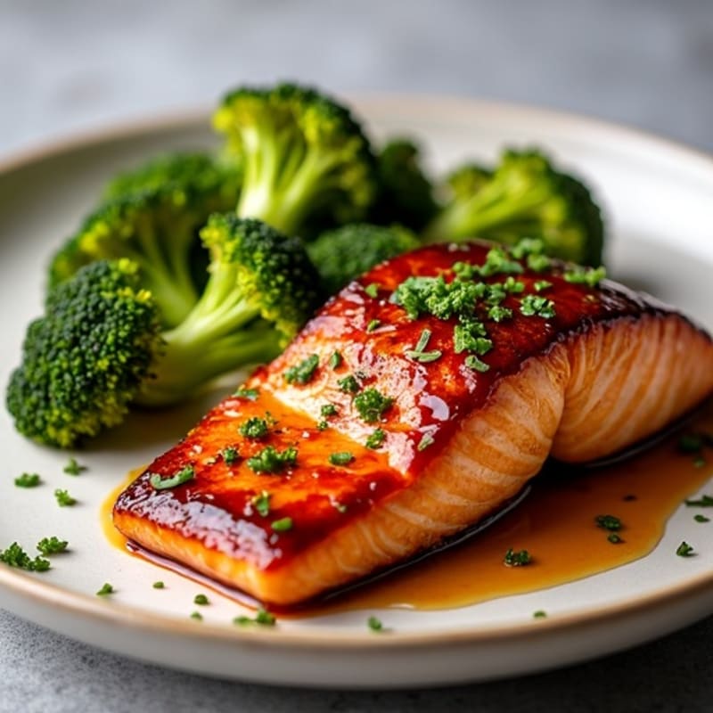 Teriyaki Glazed Salmon with Crispy Roasted Broccoli