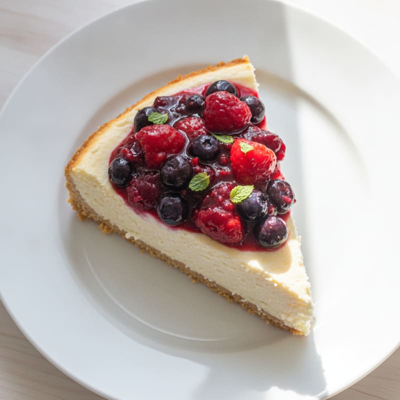 Greek Yogurt Protein Cheesecake with Mixed Berries
