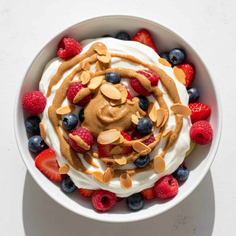 Creamy Greek Yogurt Parfait with Mixed Berries and Almond Butter