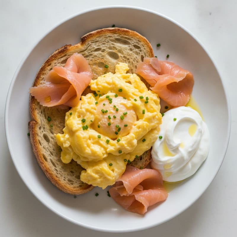 Smoked Salmon Scramble with Sourdough