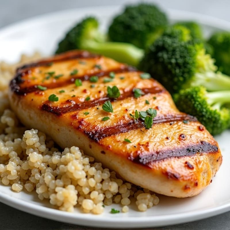 Grilled Chicken Breast with Quinoa and Steamed Broccoli