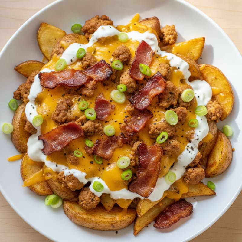 Loaded Bacon and Turkey Cheese Fries