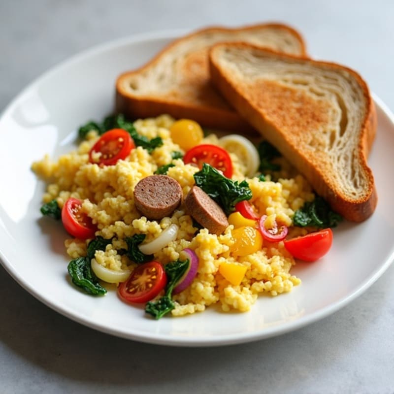 Egg White Veggie Scramble with Turkey Sausage