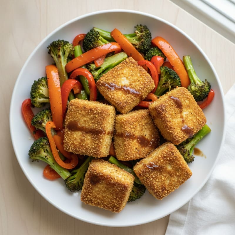 Pan-Seared Tofu with Roasted Vegetables