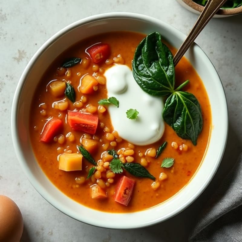 Creamy Red Lentil and Spinach Stew