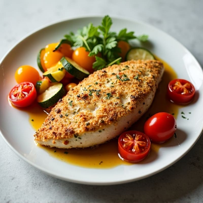 Herb-Crusted Pan Seared Chicken with Roasted Vegetables