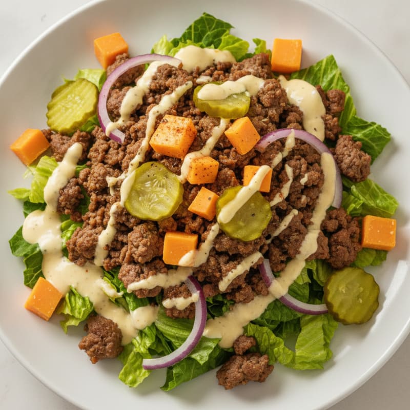 Big Mac Inspired Cheeseburger Salad