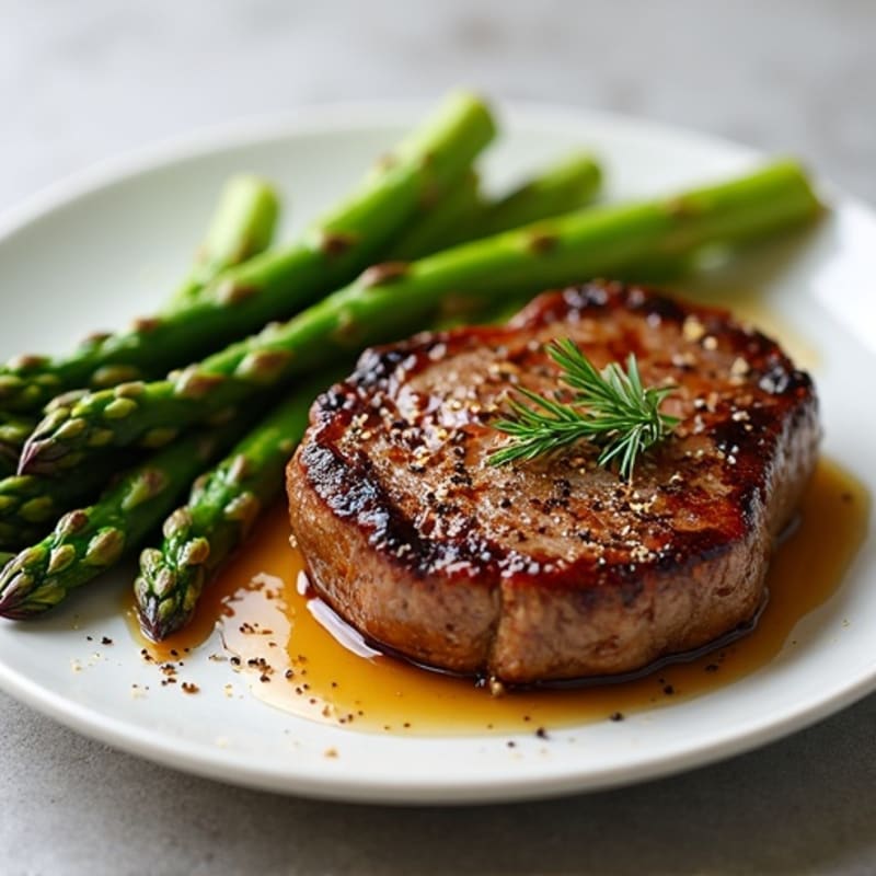 Pan-Seared Steak with Roasted Asparagus