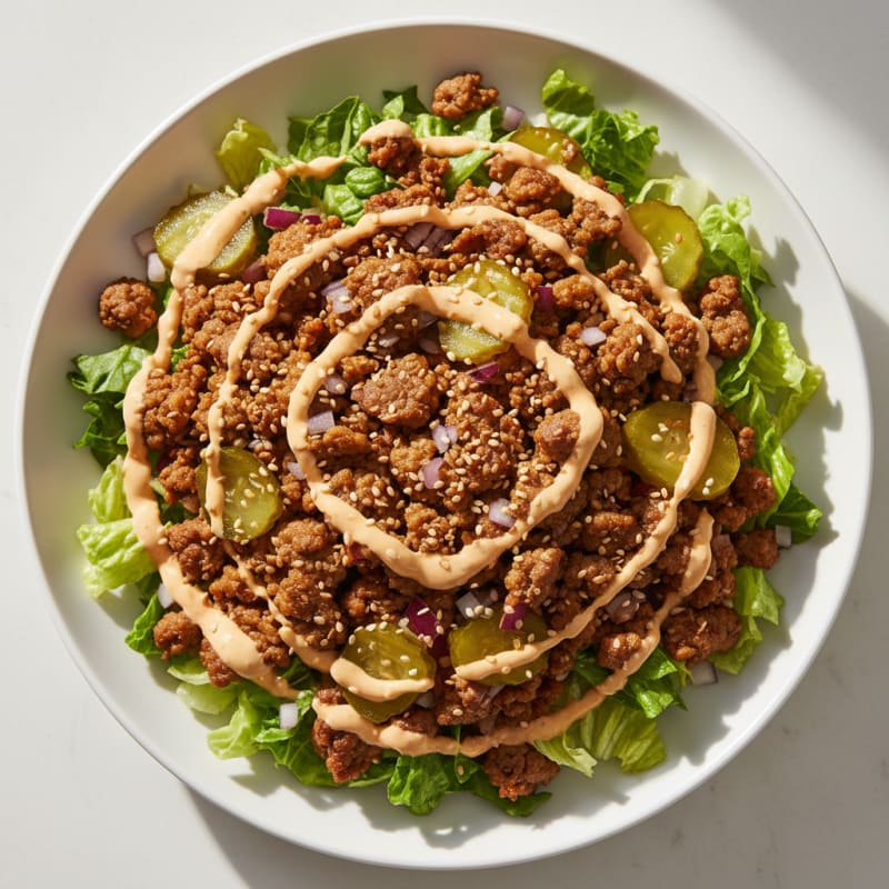 Crispy Ground Beef Big Mac Bowl