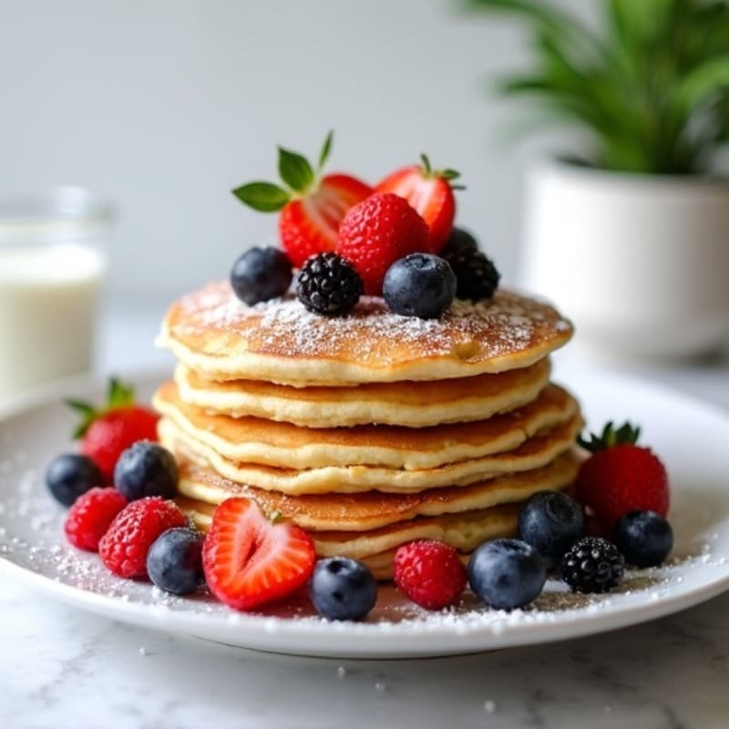 Fluffy Protein Pancakes with Fresh Berries