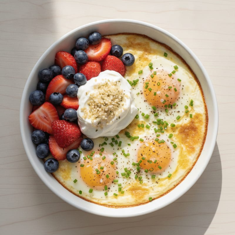 Baked Eggs with Berry Medley